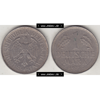 BRD Münze Deutschland Original Bild in PNG 1950-2001, 1 Eine Deutsche Mark, 1973 F-3 VS+RS horizontal Farbe (1) - Digitalisierte Deutsche 1 DM-Mark-Münze Bundesrepublik... Sammlung