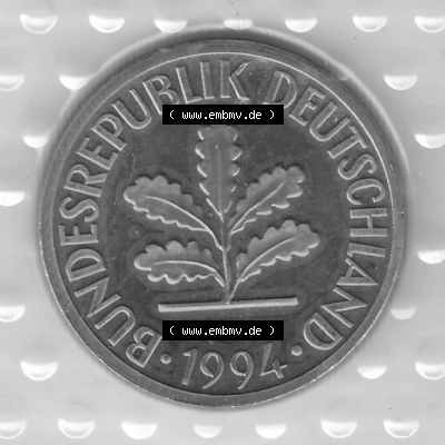 BRD-Deutschland Münzen 1994, 2 Pfennig Graustufen Vorderseite. Graues-Bild einer Vorderseite einer Pfennig-Münzen aus farbigen Bild erstellten, auf einen Bild / Foto,... Sammlung