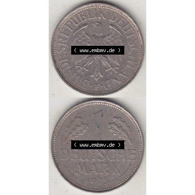 BRD Münze Deutschland Original Bild in PNG 1950-2001, 1 Eine Deutsche Mark, 1973 F-3 VS+RS vertikal Farbe (1) - Digitalisierte Deutsche 1 DM-Mark-Münze Bundesrepublik... Sammlung