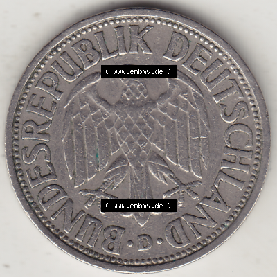 BRD Münze Deutschland Original Bild in PNG 1950-2001, 1 Eine Deutsche Mark, 1950 D-3 Vorderseite (1) - Digitalisierte Deutsche... Sammlung