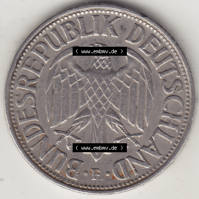 BRD Münze Deutschland Original Bild in PNG 1950-2001, 1 Eine Deutsche Mark, 1966 F-1 Vorderseite (1) - Digitalisierte Deutsche... Sammlung