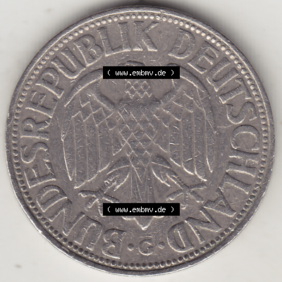 BRD Münze Deutschland Original Bild in PNG 1950-2001, 1 Eine Deutsche Mark, 1954 G-5 Vorderseite (1) - Digitalisierte Deutsche... Sammlung