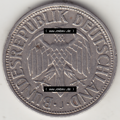 BRD Münze Deutschland Original Bild in PNG 1950-2001, 1 Eine Deutsche Mark, 1950 J-5 Vorderseite (1) - Digitalisierte Deutsche... Sammlung