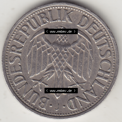 BRD Münze Deutschland Original Bild in PNG 1950-2001, 1 Eine Deutsche Mark, 1967 J-1 Vorderseite (1) - Digitalisierte Deutsche... Sammlung