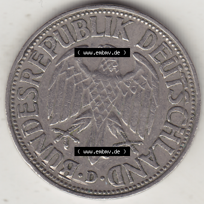 BRD Münze Deutschland Original Bild in PNG 1950-2001, 1 Eine Deutsche Mark, 1950 D-2 Vorderseite (1) - Digitalisierte Deutsche... Sammlung