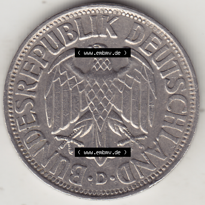 BRD Münze Deutschland Original Bild in PNG 1950-2001, 1 Eine Deutsche Mark, 1971 D-1 Vorderseite (1) - Digitalisierte Deutsche... Sammlung