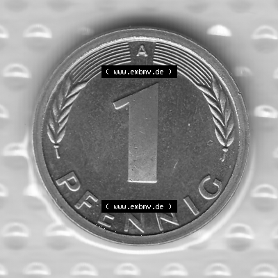 BRD-Deutschland Münzen 1994, 1 Pfennig Graustufen Wert-Zahl Sammlung