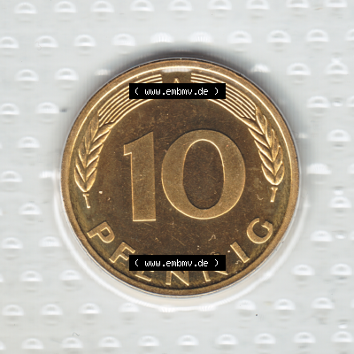 Münze der BRD-Deutschland 1998, Mzz. A für Berlin, 10 Pfennig Rückseite Sammlung