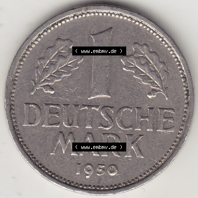 BRD Münze Deutschland Original Bild in PNG 1950-2001, 1 Eine Deutsche Mark, 1950 J-5 Rückseite (1) - Digitalisierte Deutsche... Sammlung