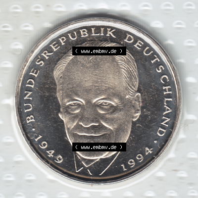 Münze der BRD-Deutschland 1998, Mzz. A für Berlin, 2 DM-Deutsche Mark Willy Brandt Rückseite Sammlung