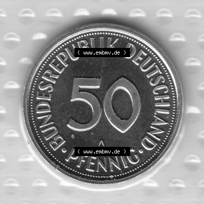 BRD-Deutschland Münzen 1994, 50 Pfennig Graustufen Wert-Zahl Sammlung