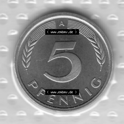 BRD-Deutschland Münzen 1994, 5 Pfennig Graustufen Wert-Zahl Sammlung