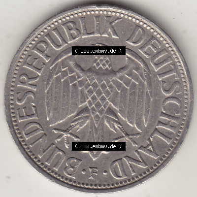 BRD Münze Deutschland Original Bild in PNG 1950-2001, 1 Eine Deutsche Mark, 1973 F-1 Vorderseite (1) - Digitalisierte Deutsche... Sammlung