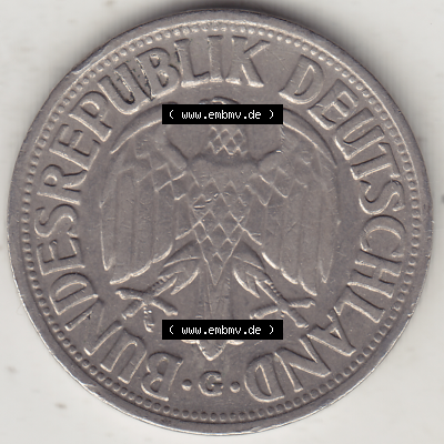 BRD Münze Deutschland Original Bild in PNG 1950-2001, 1 Eine Deutsche Mark, 1950 G-1 Vorderseite (1) - Digitalisierte Deutsche... Sammlung