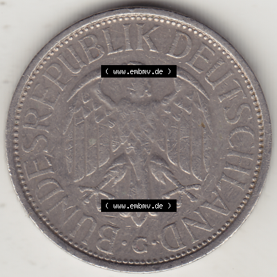 BRD Münze Deutschland Original Bild in PNG 1950-2001, 1 Eine Deutsche Mark, 1972 G-1 Vorderseite (1) - Digitalisierte Deutsche... Sammlung