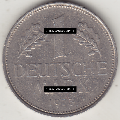 BRD Münze Deutschland Original Bild in PNG 1950-2001, 1 Eine Deutsche Mark, 1973 F-1 Rückseite (1) - Digitalisierte Deutsche... Sammlung