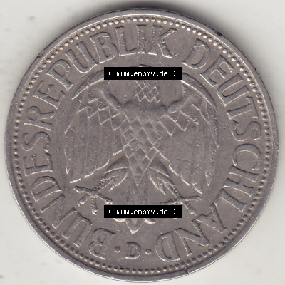 BRD Münze Deutschland Original Bild in PNG 1950-2001, 1 Eine Deutsche Mark, 1950 D-4 Vorderseite (1) - Digitalisierte Deutsche... Sammlung