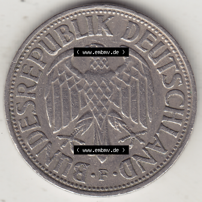 BRD Münze Deutschland Original Bild in PNG 1950-2001, 1 Eine Deutsche Mark, 1950 F-1 Vorderseite (1) - Digitalisierte Deutsche... Sammlung