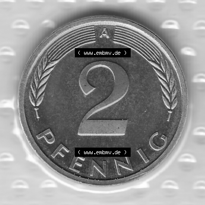 BRD-Deutschland Münzen 1994, 2 Pfennig Graustufen Wert-Zahl Sammlung