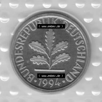 BRD-Deutschland Münzen 1994, 1 Pfennig Graustufen Vorderseite Sammlung