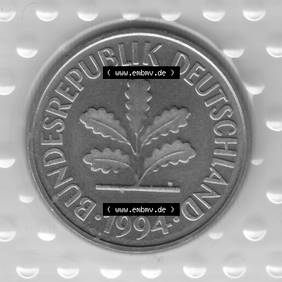 BRD-Deutschland Münzen 1994, 5 Pfennig Graustufen Vorderseite Sammlung