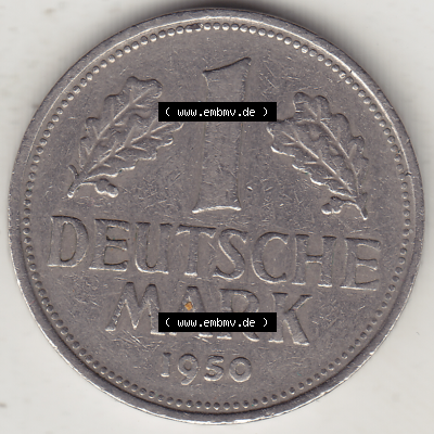 BRD Münze Deutschland Original Bild in PNG 1950-2001, 1 Eine Deutsche Mark, 1950 G-2 Rückseite (1) - Digitalisierte Deutsche... Sammlung