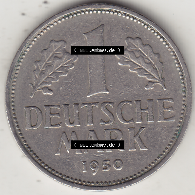 BRD Münze Deutschland Original Bild in PNG 1950-2001, 1 Eine Deutsche Mark, 1950 D-1 Rückseite (1) - Digitalisierte Deutsche... Sammlung