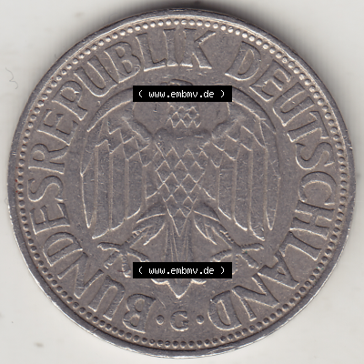 BRD Münze Deutschland Original Bild in PNG 1950-2001, 1 Eine Deutsche Mark, 1954 G-2 Vorderseite (1) - Digitalisierte Deutsche... Sammlung
