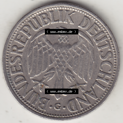 BRD Münze Deutschland Original Bild in PNG 1950-2001, 1 Eine Deutsche Mark, 1950 G-2 Vorderseite (1) - Digitalisierte Deutsche... Sammlung