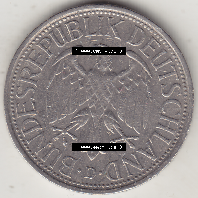 BRD Münze Deutschland Original Bild in PNG 1950-2001, 1 Eine Deutsche Mark, 1973 D-1 Vorderseite (1) - Digitalisierte Deutsche... Sammlung