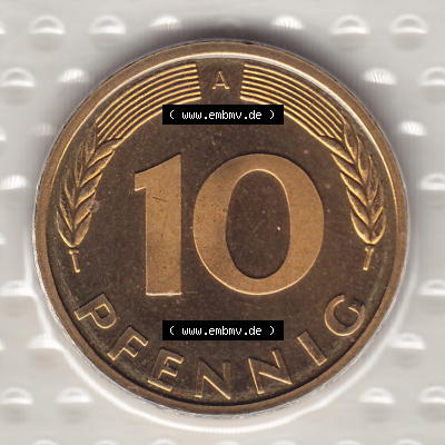 BRD Münzen KMS / Kursmünzensatz 1990-2001, 10 Pfennig 1994 Sammlung