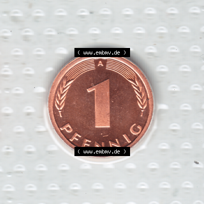 Münze der BRD-Deutschland 1998, Mzz. A für Berlin, 1 Pfennig Rückseite Sammlung