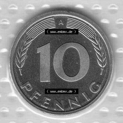 BRD-Deutschland Münzen 1994, 10 Pfennig Graustufen Wert-Zahl Sammlung