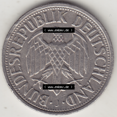 BRD Münze Deutschland Original Bild in PNG 1950-2001, 1 Eine Deutsche Mark, 1963 J-1 Vorderseite (1) - Digitalisierte Deutsche... Sammlung