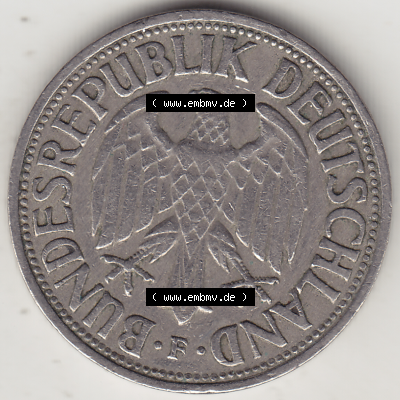 BRD Münze Deutschland Original Bild in PNG 1950-2001, 1 Eine Deutsche Mark, 1950 F-6 Vorderseite (1) - Digitalisierte Deutsche... Sammlung