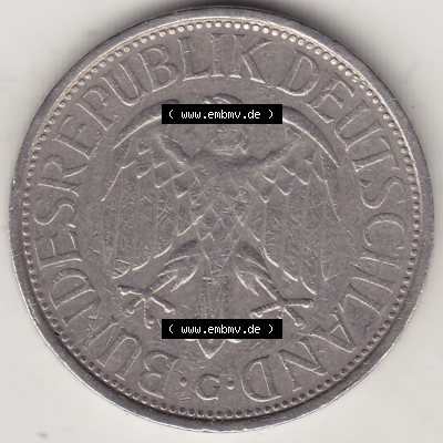 BRD Münze Deutschland Original Bild in PNG 1950-2001, 1 Eine Deutsche Mark, 1972 G-2 Vorderseite (1) - Digitalisierte Deutsche... Sammlung