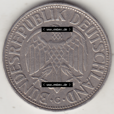 BRD Münze Deutschland Original Bild in PNG 1950-2001, 1 Eine Deutsche Mark, 1954 G-4 Vorderseite (1) - Digitalisierte Deutsche... Sammlung