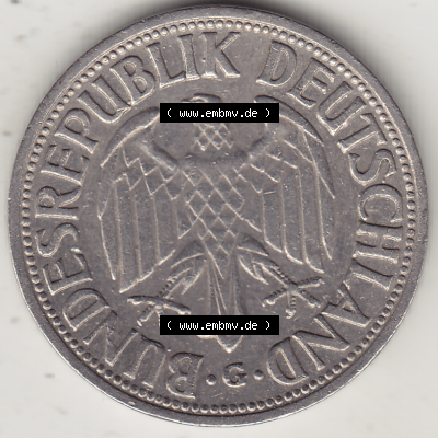 BRD Münze Deutschland Original Bild in PNG 1950-2001, 1 Eine Deutsche Mark, 1950 G-3 Vorderseite (1) - Digitalisierte Deutsche... Sammlung