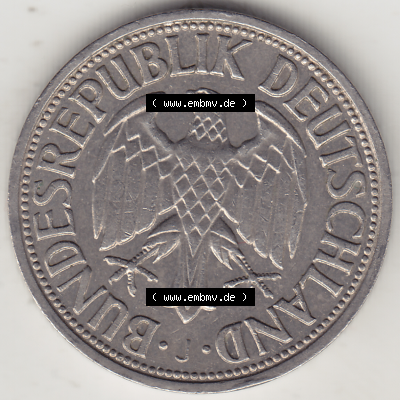 BRD Münze Deutschland Original Bild in PNG 1950-2001, 1 Eine Deutsche Mark, 1958 J-1 Vorderseite (1) - Digitalisierte Deutsche... Sammlung