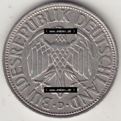 BRD Münze Deutschland Original Bild in PNG 1950-2001, 1 Eine Deutsche Mark, 1969 D-1 Vorderseite (1) - Digitalisierte Deutsche... Sammlung