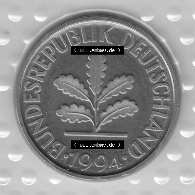 BRD-Deutschland Münzen 1994, 10 Pfennig Graustufen Vorderseite Sammlung