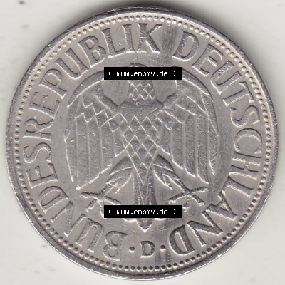 BRD Münze Deutschland Original Bild in PNG 1950-2001, 1 Eine Deutsche Mark, 1950 D-5 Vorderseite (1) - Digitalisierte Deutsche... Sammlung