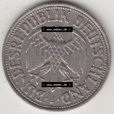 BRD Münze Deutschland Original Bild in PNG 1950-2001, 1 Eine Deutsche Mark, 1957 J-1 Vorderseite (1) - Digitalisierte Deutsche... Sammlung