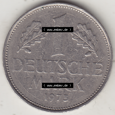 BRD Münze Deutschland Original Bild in PNG 1950-2001, 1 Eine Deutsche Mark, 1973 D-1 Rückseite (1) - Digitalisierte Deutsche... Sammlung