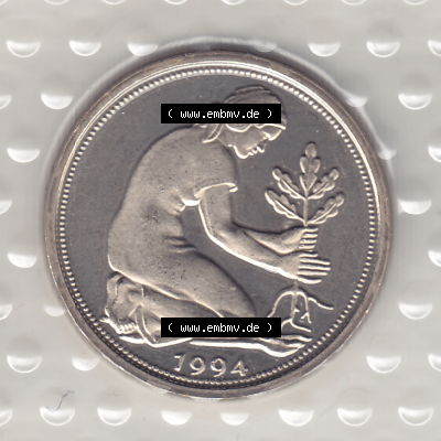 BRD Münzen KMS / Kursmünzensatz 1990-2001, 50 Pfennig 1994 Sammlung