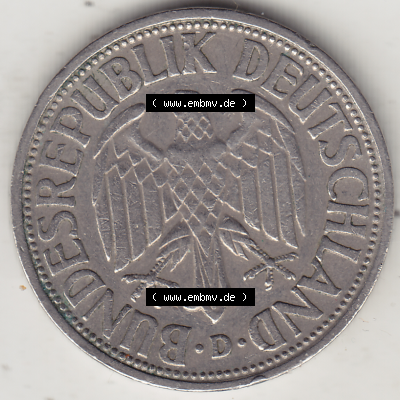BRD Münze Deutschland Original Bild in PNG 1950-2001, 1 Eine Deutsche Mark, 1950 D-1 Vorderseite (1) - Digitalisierte Deutsche... Sammlung