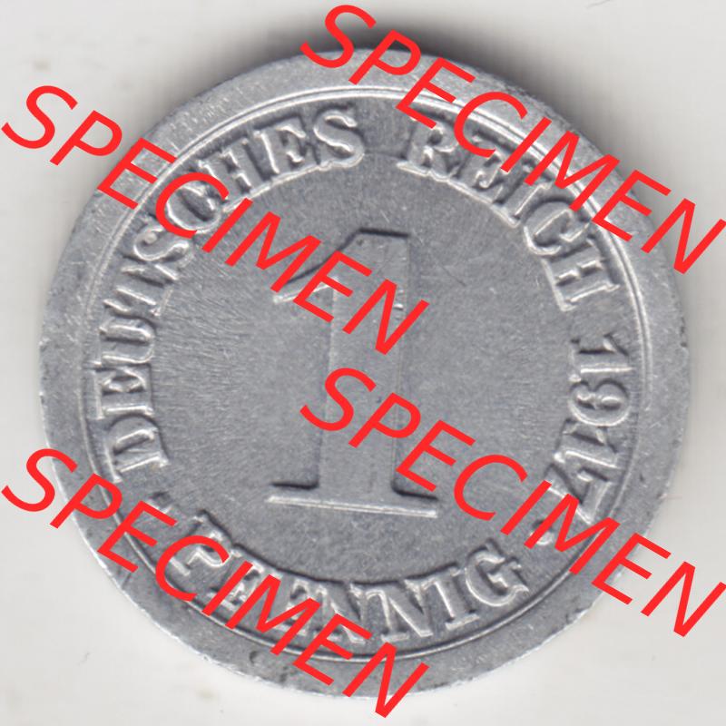 Weimarer Republik Umlaufmünze 1916-1918, 1 Pfennig A, 1917, Münzen Rückseite zum Download Sammlung
