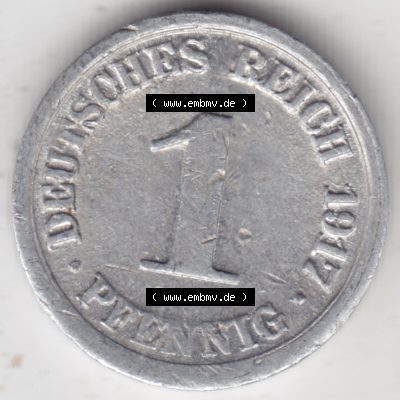 Weimarer Republik Umlaufmünze 1916-1918, 1 Pfennig F, Münzen Rückseite zum Download Sammlung