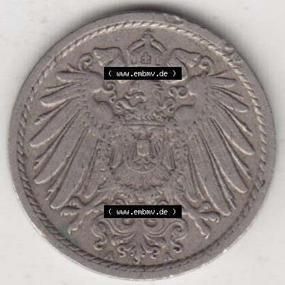 Deutsches Kaiserreich Umlaufmünze 1890-1915, 5 Pfennig A, 1907, Münzen Vorderseite zum Download Sammlung