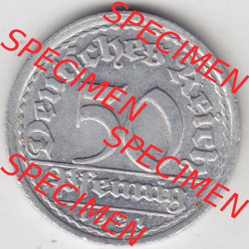 Weimarer Republik Umlaufmünze 1919-1922, 50 Pfennig J, Münzen Rückseite zum Download Sammlung